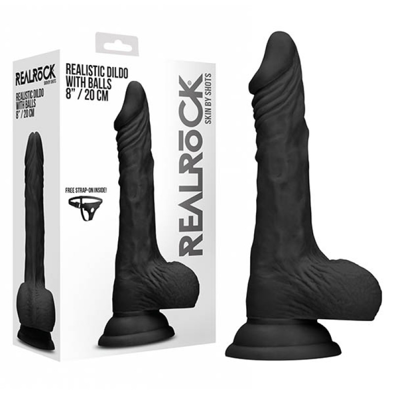 RealRock 8'' Realistic Dildo With Balls - Black